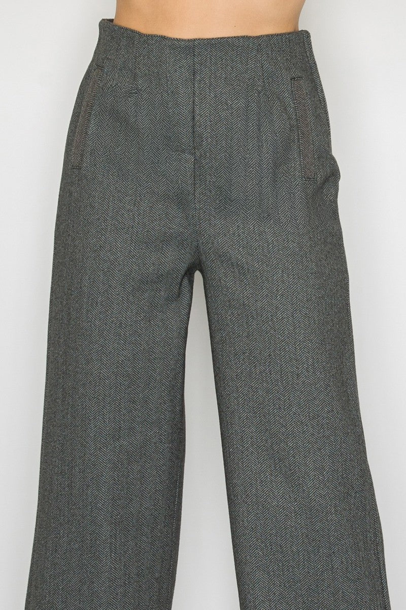 herringbone high waist wide leg pants