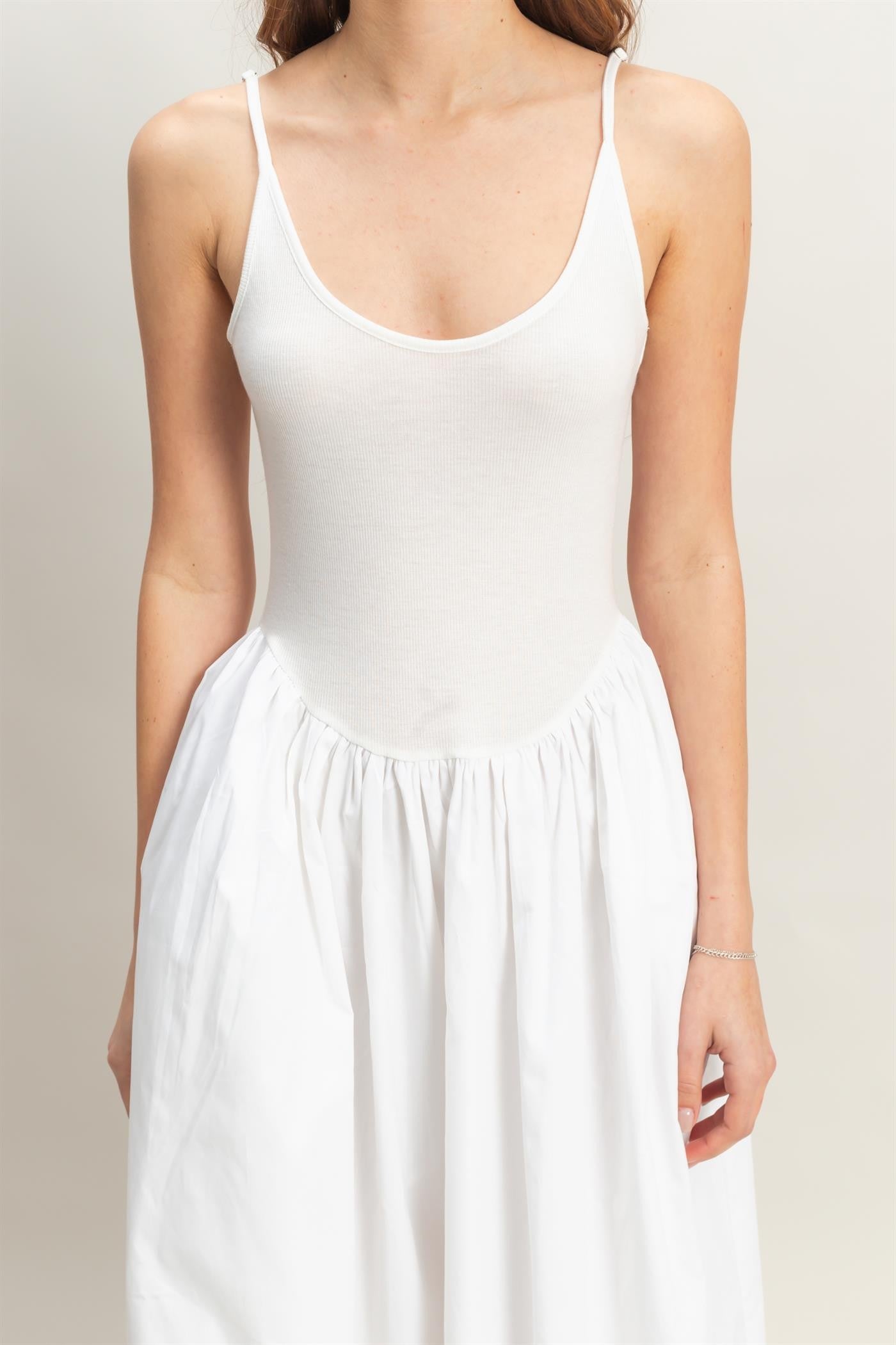 Drop Waist Poplin Cami Midi Dress