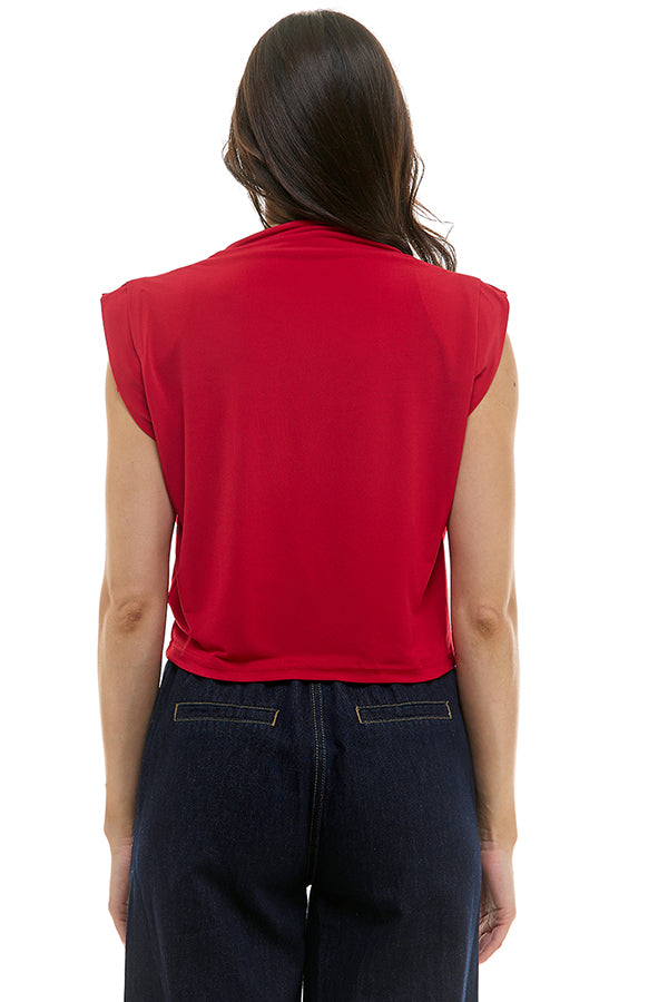 shoulder pad matte jersey sleeveless shirt