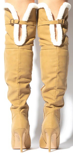 shearling lined over the knee boots