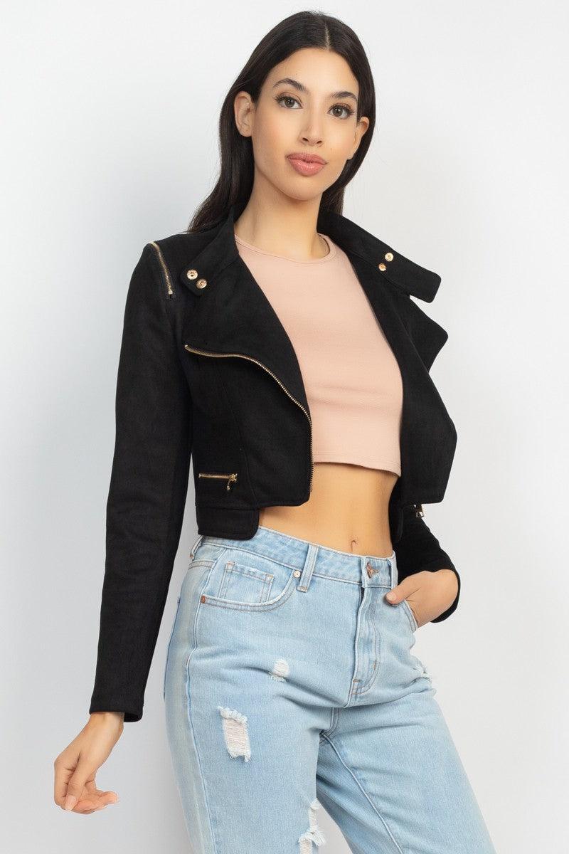 crop faux suede biker jacket – RK Collections Boutique