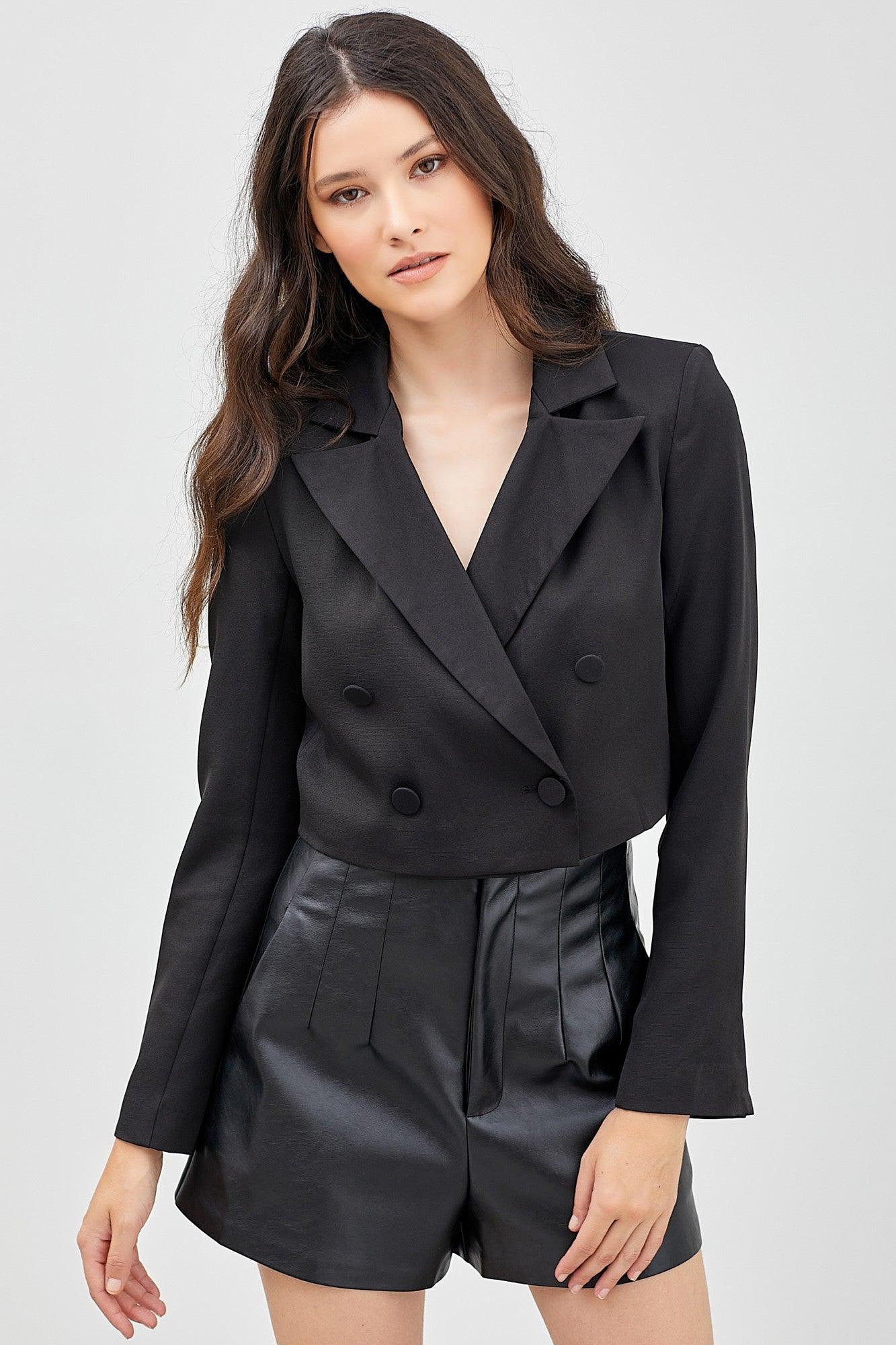 cropped double breasted blazer