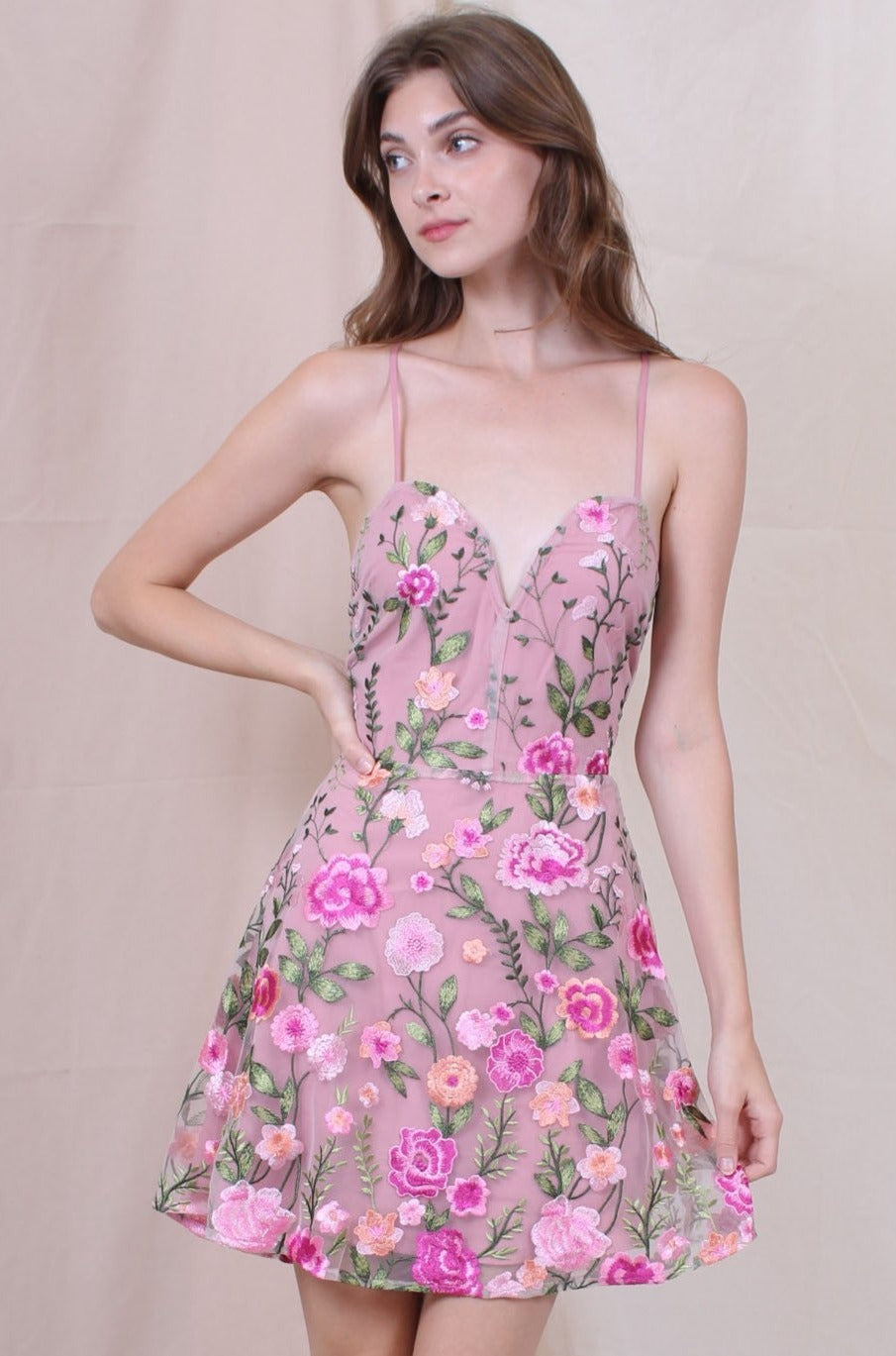 sweetheart floral embroidered sleeveless dress Blush / MEDIUM sweetheart floral embroidered sleeveless dress Blush / MEDIUM