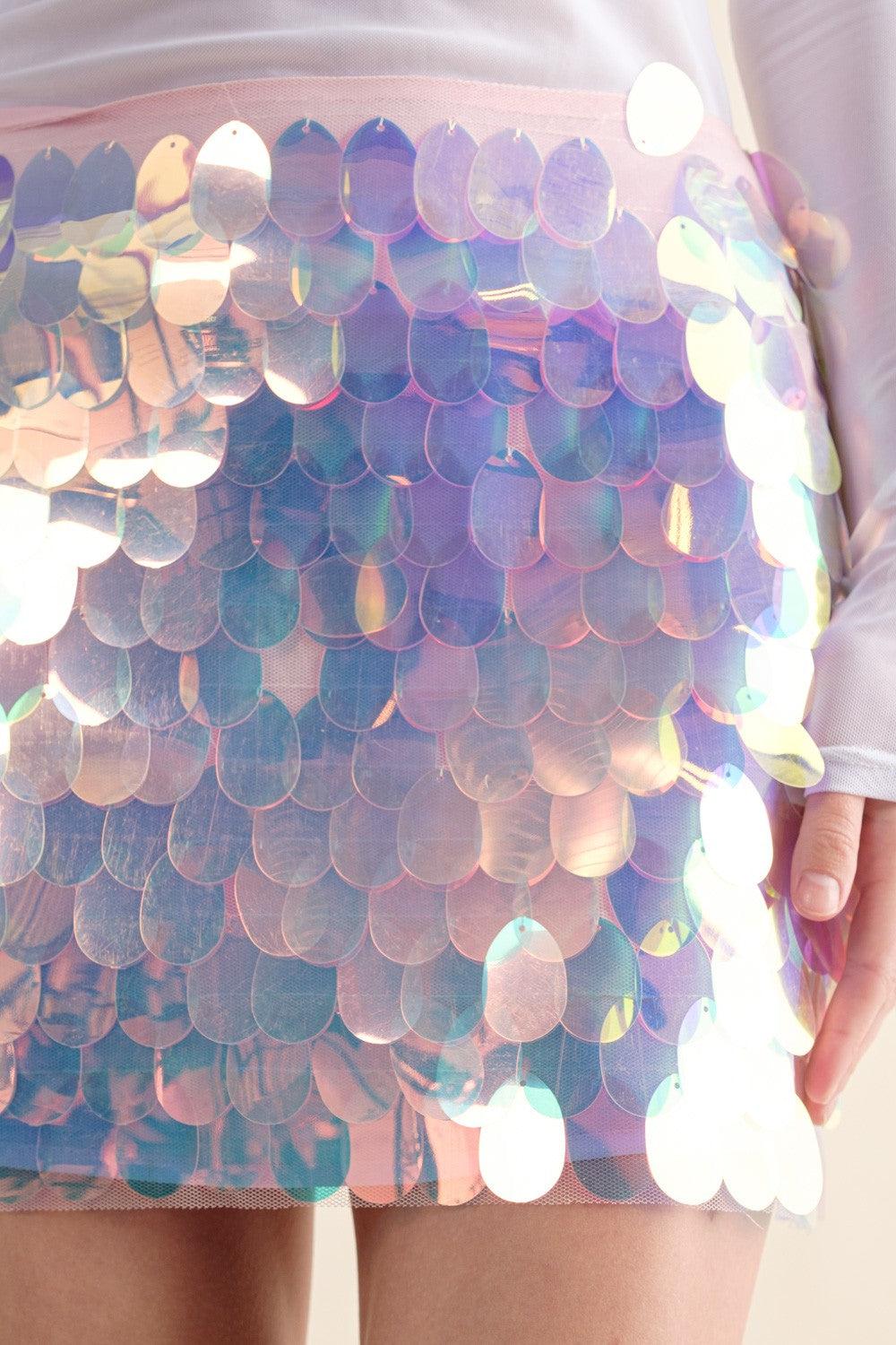 iridescent sequin mini skirt