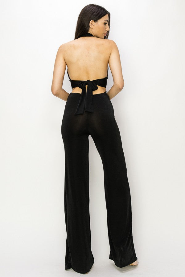 slinky halter O ring jumpsuit