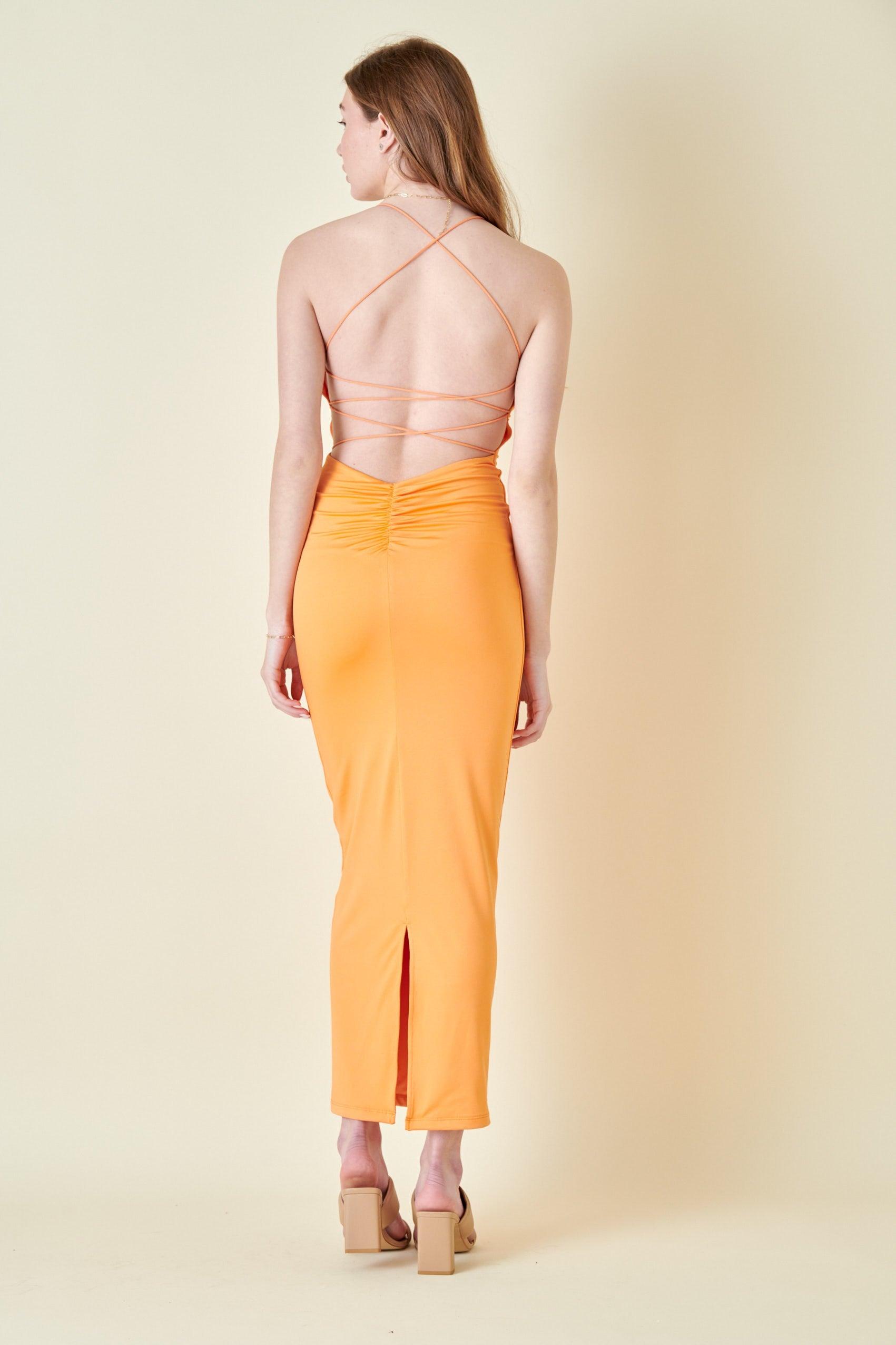 Strappy Back Slinky Maxi Dress Tangerine / Large Strappy Back Slinky Maxi Dress Tangerine / Large