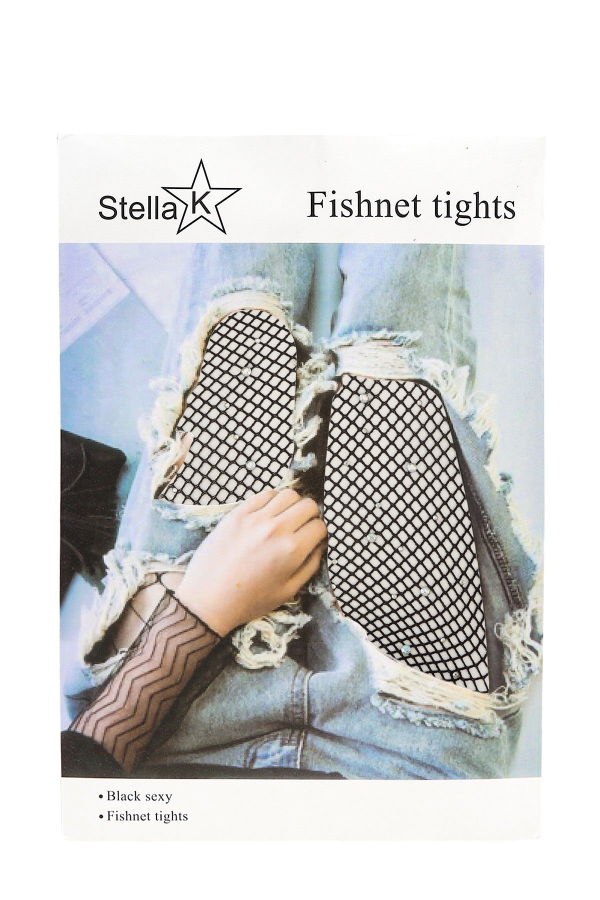 Rhinestone Studded Fishnet Tights - White