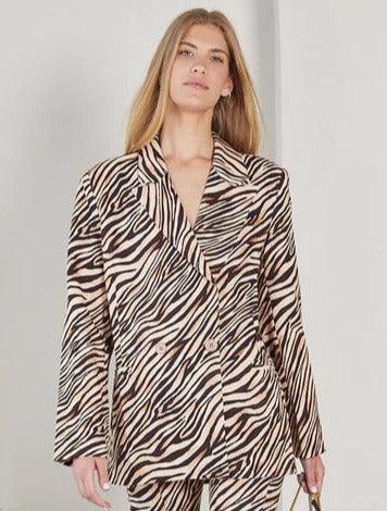 Tiger print double breasted blazer - tarpiniangroup