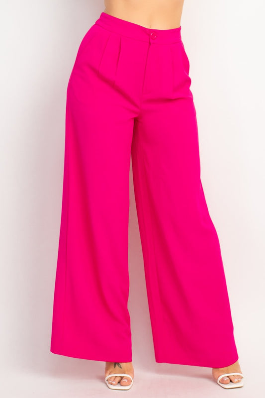 High-Rise Pleated Palazzo Pants