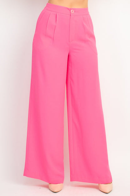 High-Rise Pleated Palazzo Pants