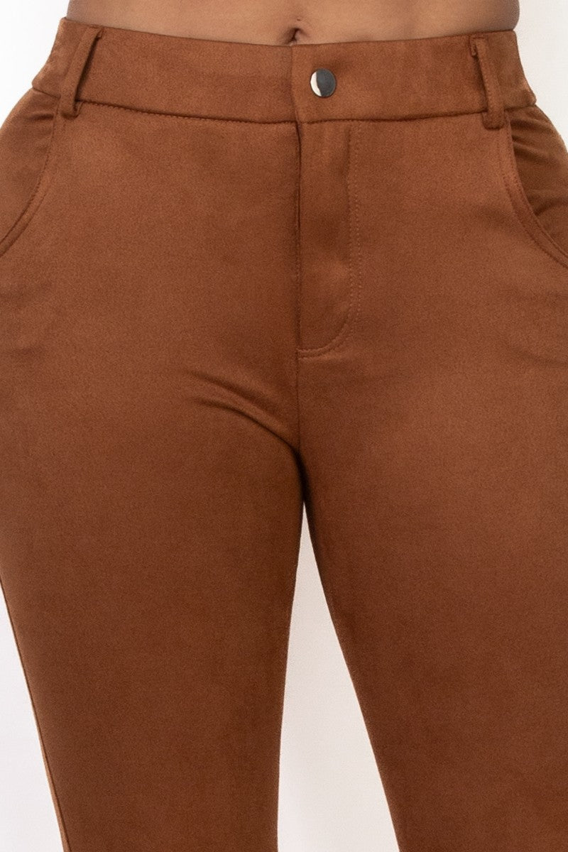 High-rise Wide Leg Soft Suede Pants