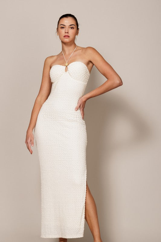 textured sleeveless halter maxi dress RK Collections Boutique textured sleeveless halter maxi dress RK Collections Boutique