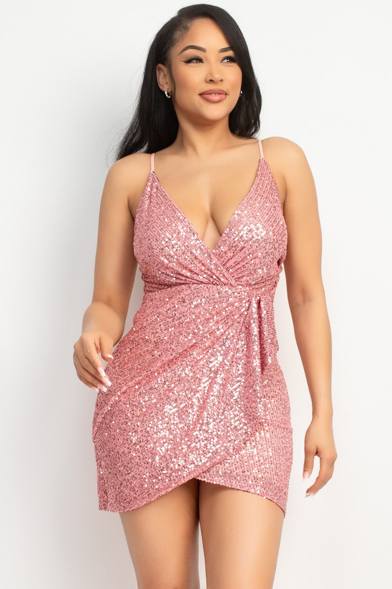 sequin surplice dress Boston Proper - Blushing Pink - Shimmer Sequin Surplice Dress