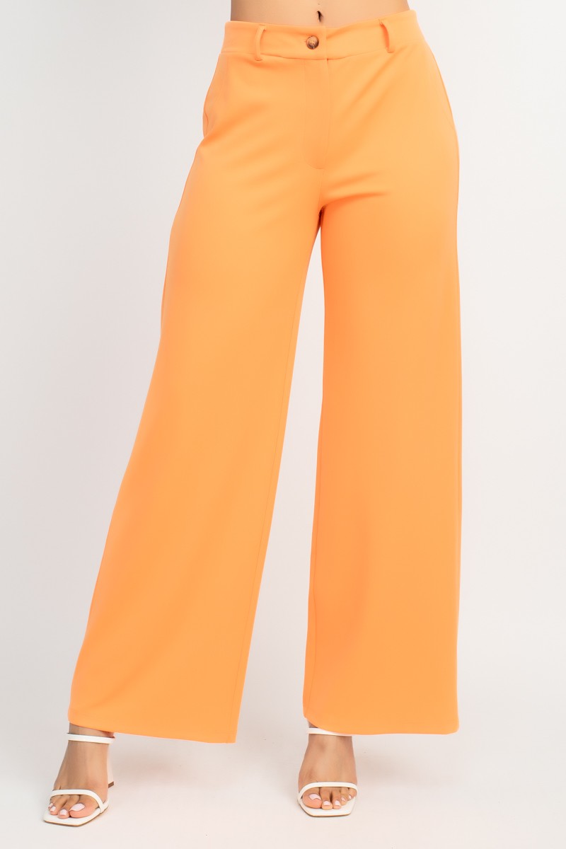 Mid-Rise Solid Straight Pants