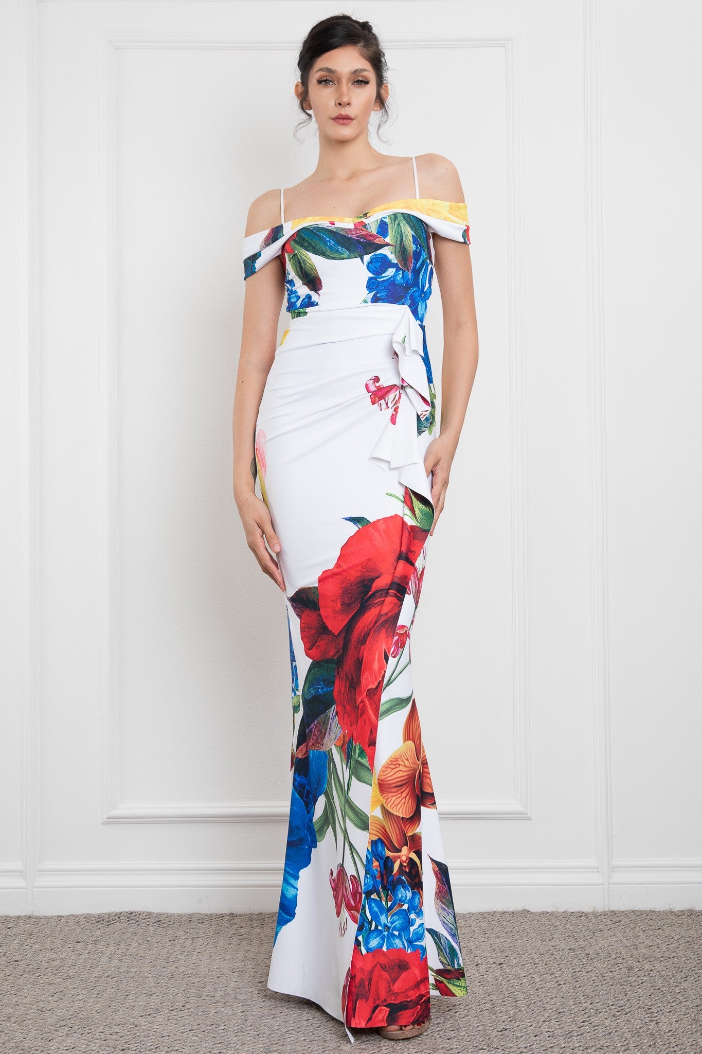 floral mermaid maxi dress Merinda Floral Mermaid Maxi Dress M / Purple / Normal (Height less than 168cm)