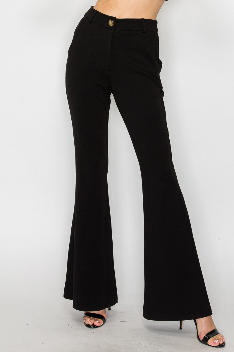 High-rise Fit & Flare Solid Pants Cream / Small