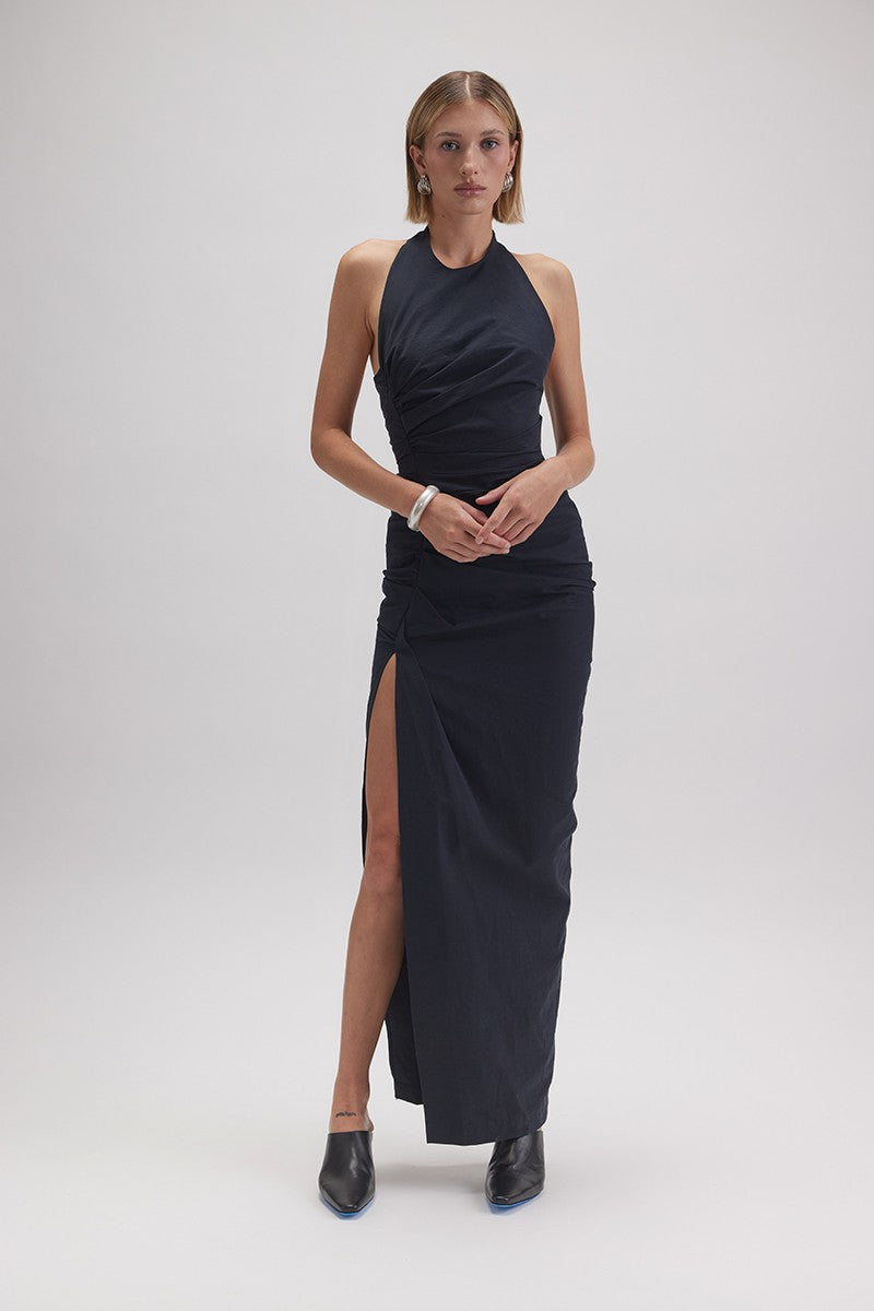 leg split ruched halter maxi dress RK Collections Boutique leg split ruched halter maxi dress RK Collections Boutique