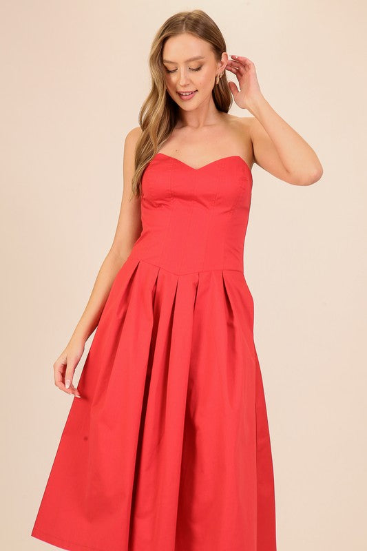 Strapless Midi Dress Red / Medium