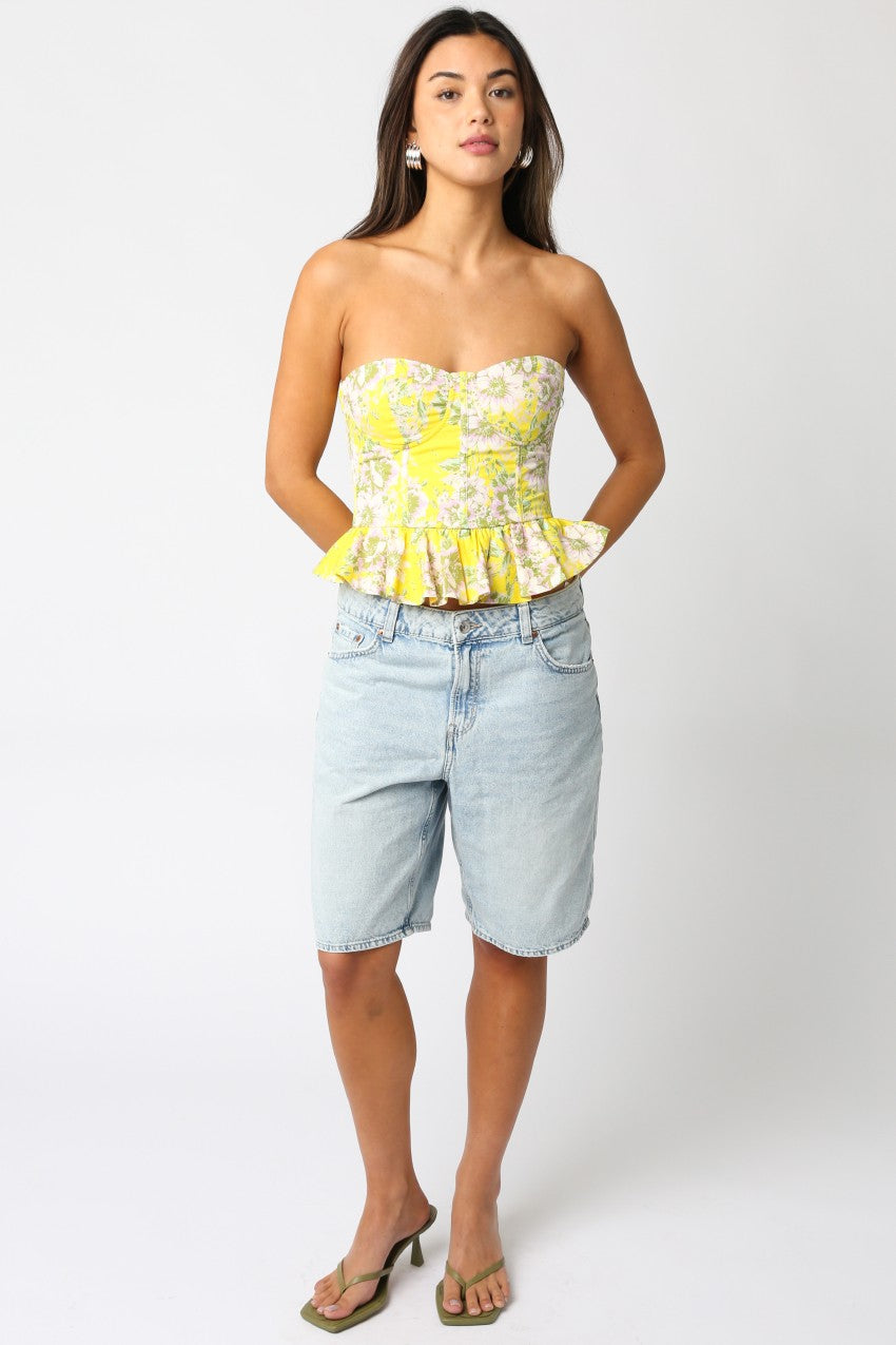 Aliya Floral Peplum Bustier Top