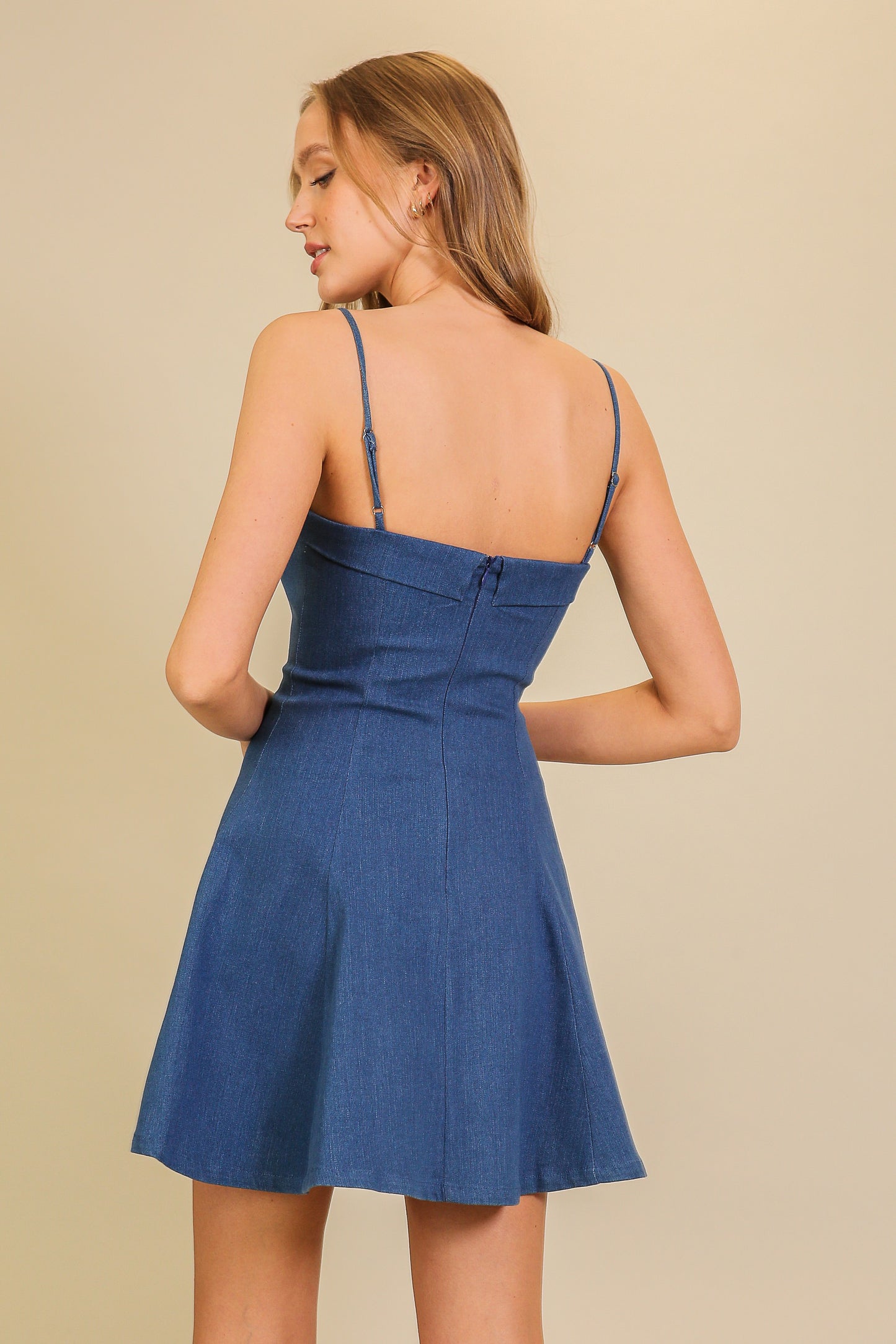 sleeveless v neck fit & flare dress