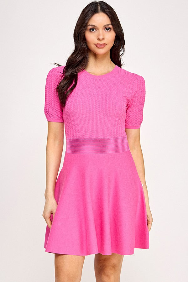short sleeve sweater swing dress Pink / Medium short sleeve sweater swing dress Pink / Medium