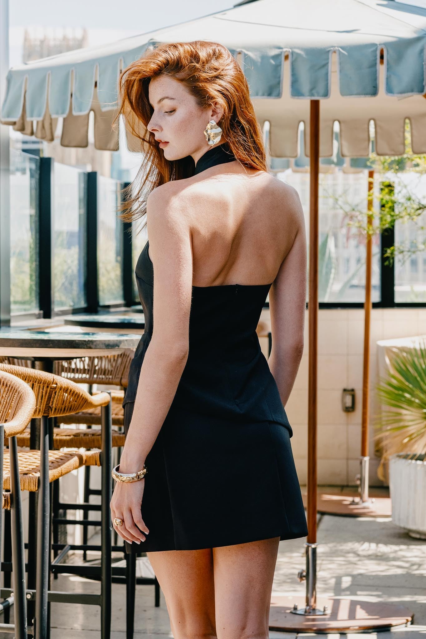 Asymmetrical Halter Top With Gold Hardware