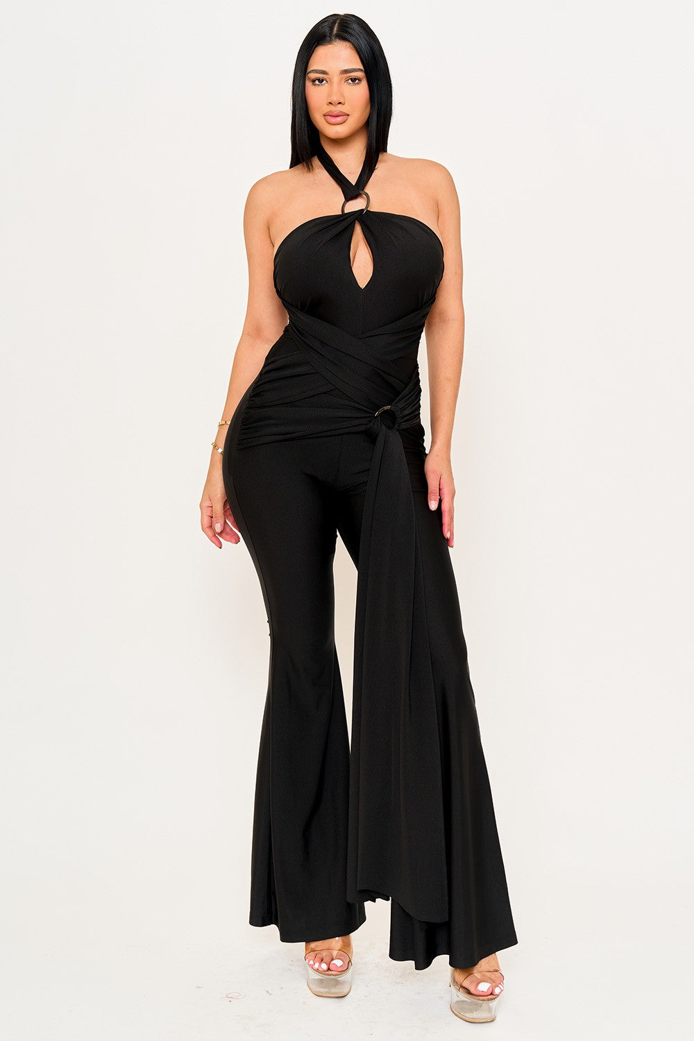 Halter Top Wrap Jumpsuits Black / Small