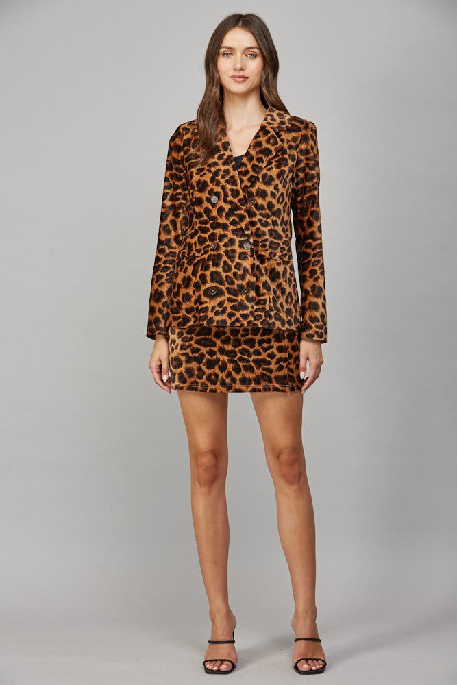 velvet animal print blazer