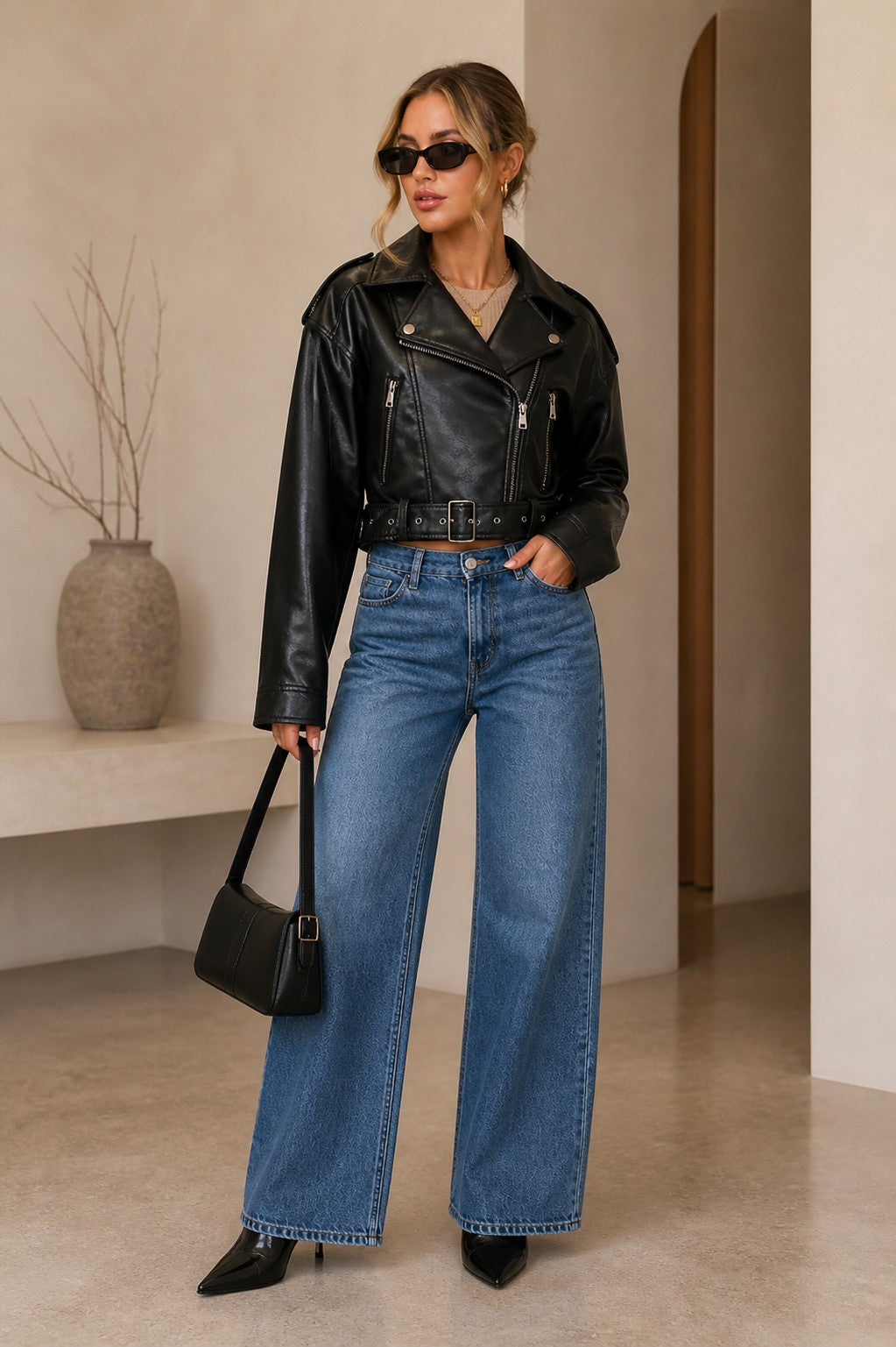 The Rebel Duchess faux leather moto jacket