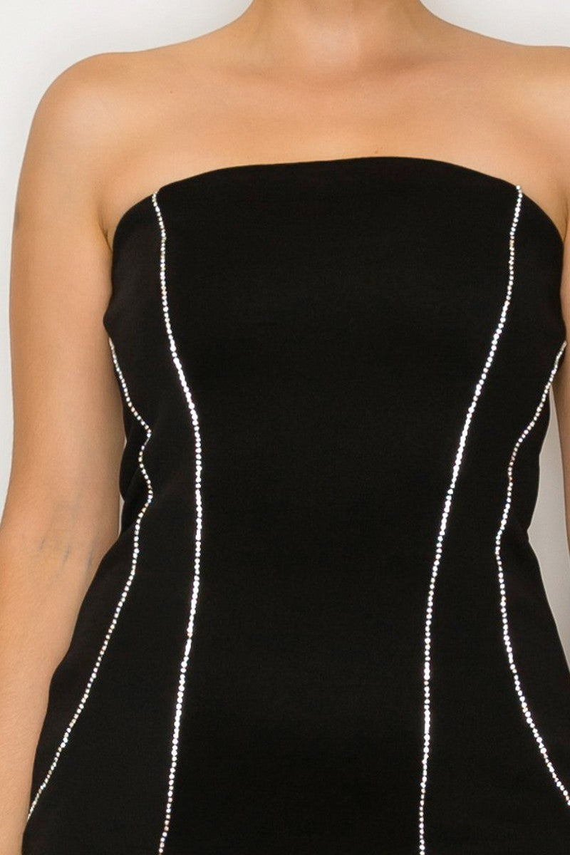 rhinestone strapless mini dress