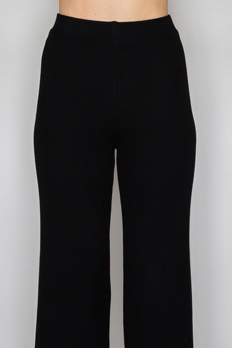 high waist ribbed knit pants
