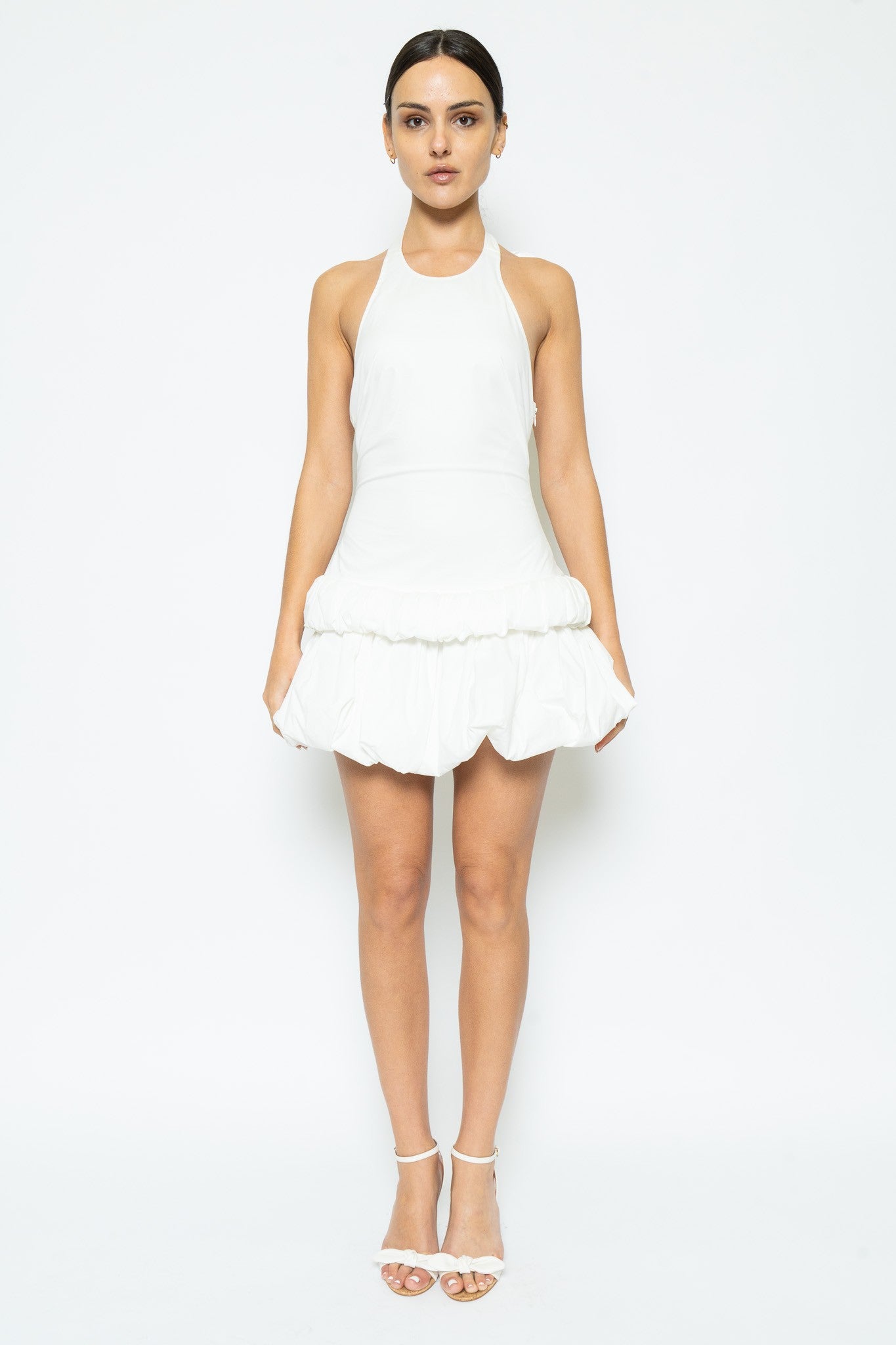 Halter Neck Low Bubble Hem Sleeveless Dress