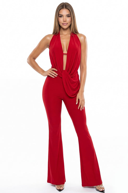 Draped Halter Neck Jumpsuit