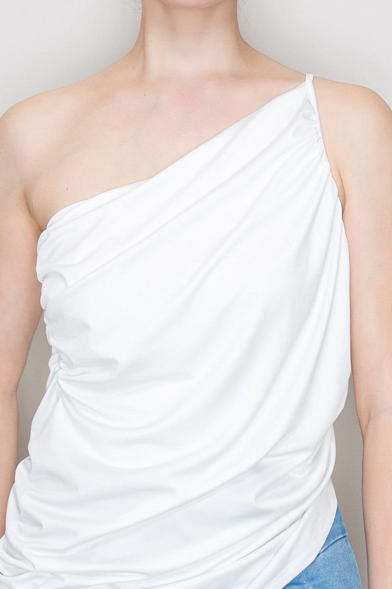 Asymmetric One-shoulder Draped Bodysuit
