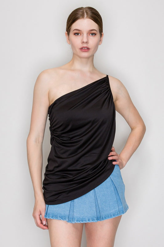 Asymmetric One-shoulder Draped Bodysuit