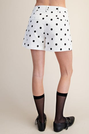 Polka Dot Shorts High Waist With Front Pleats