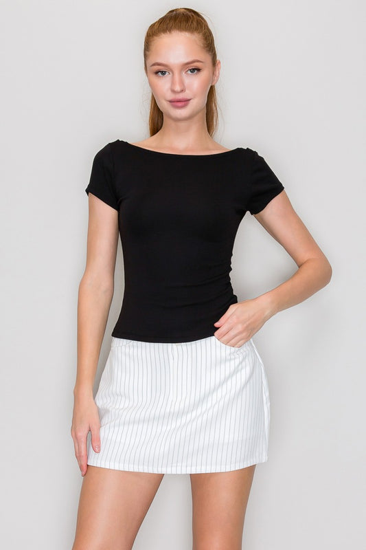 Back Cowl Short Sleeve Top