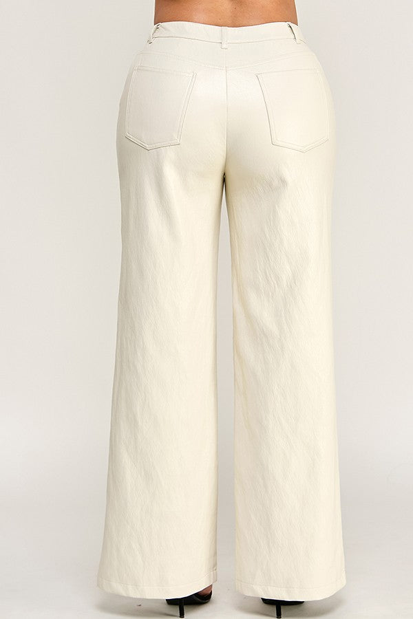 patent leather high waist wide leg pants