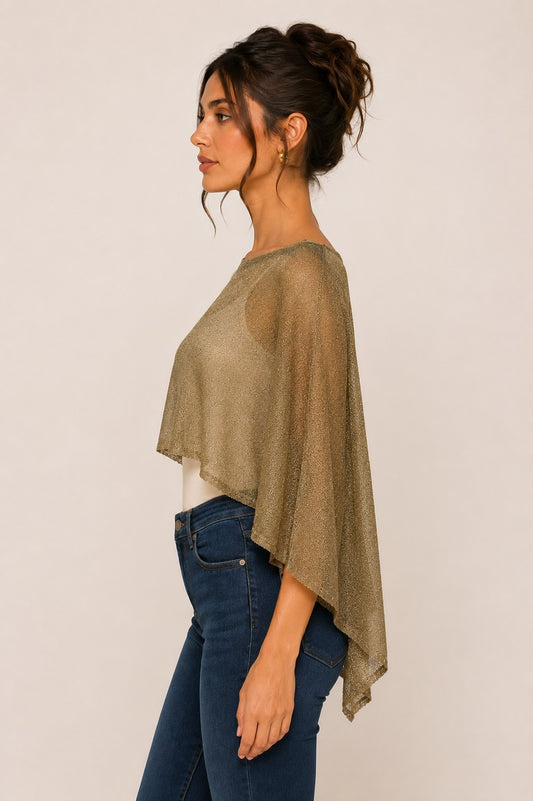 lurex knit crop poncho