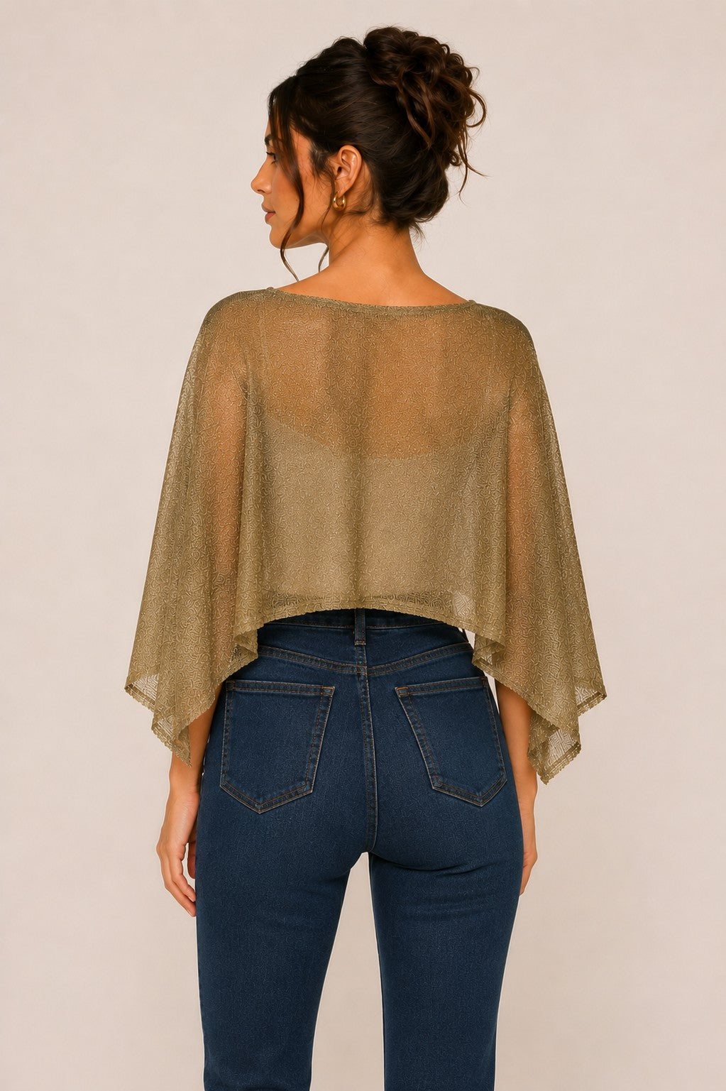 lurex knit crop poncho
