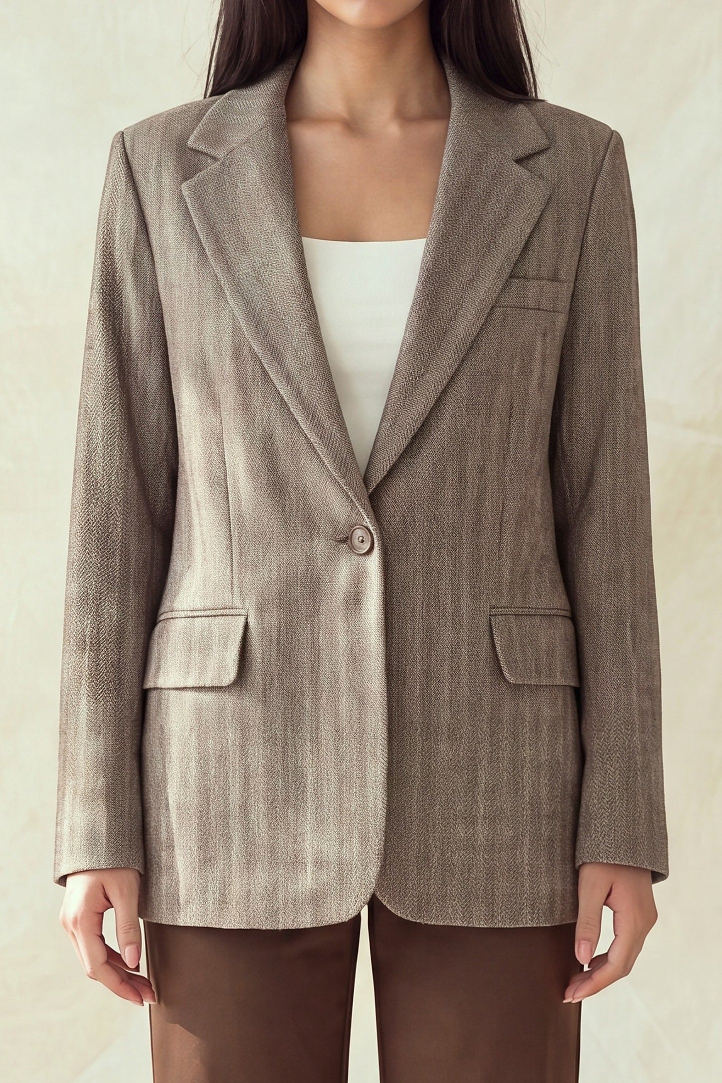 Single-breasted Herringbone Notch Blazer