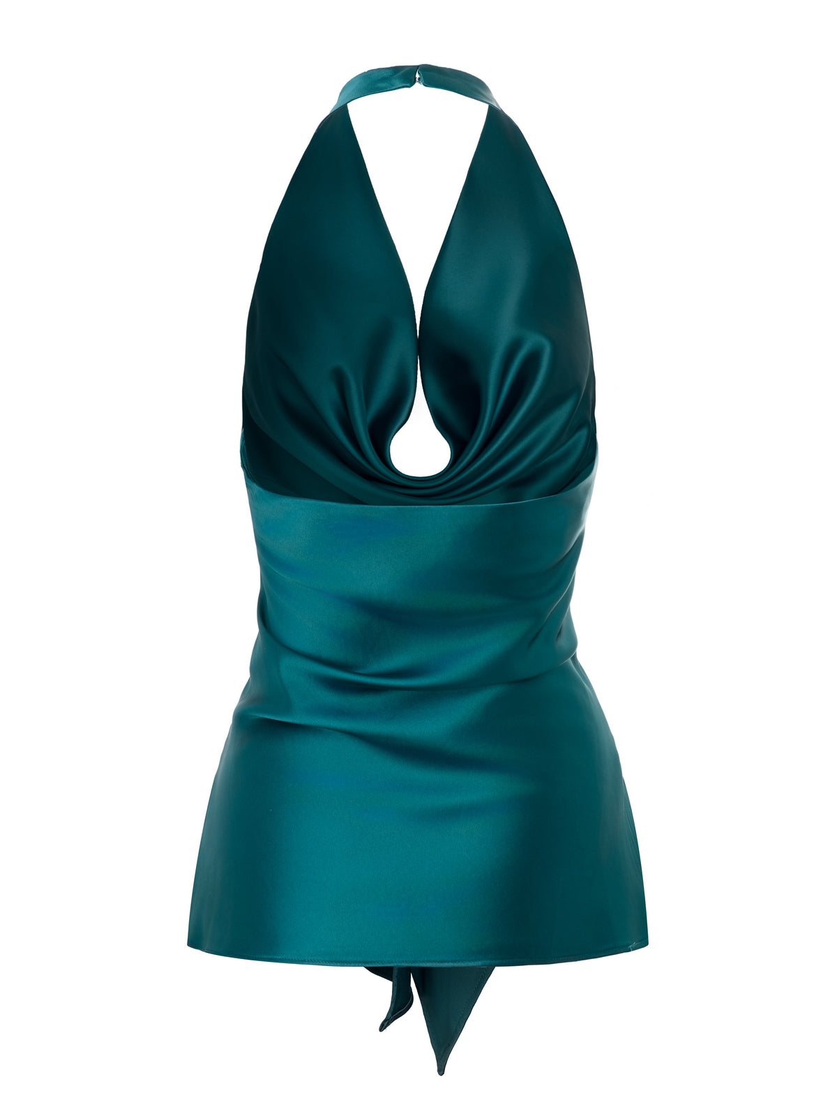 satin tie waist cowl halter top