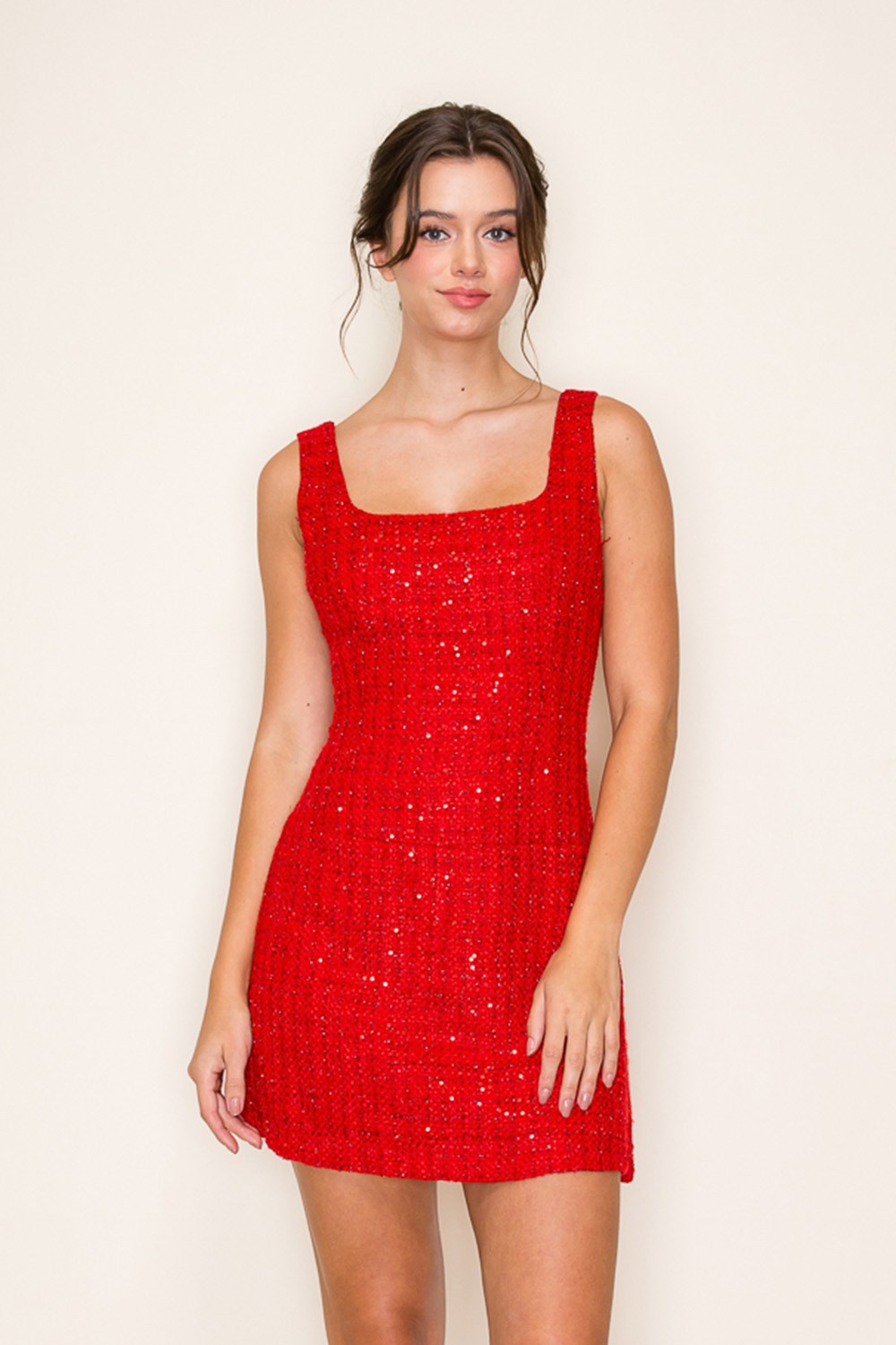 Sequin Tweed Tank Dress Red / Small Sequin Tweed Tank Dress Red / Small