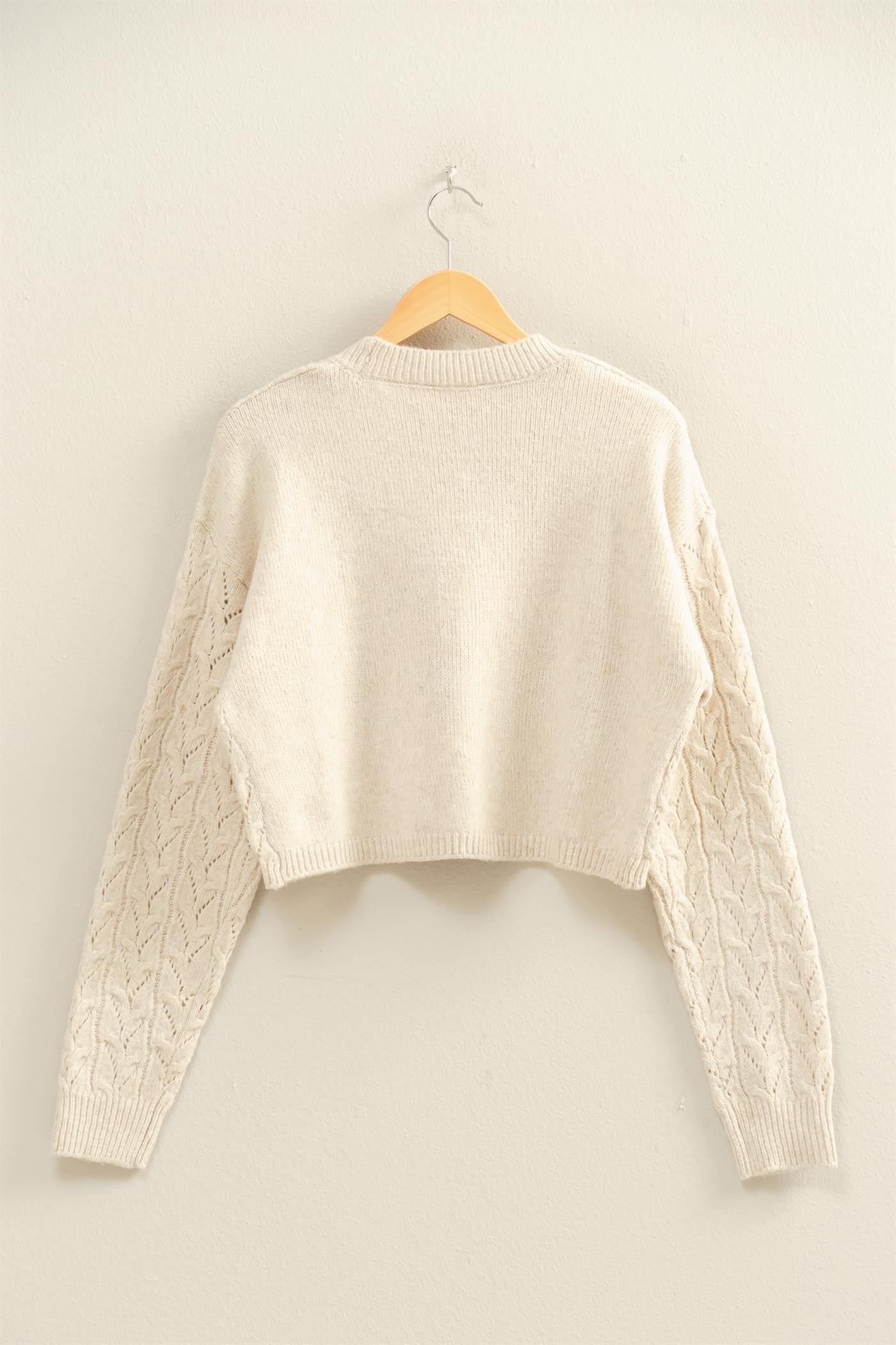 Cropped Cable Knit Sweater