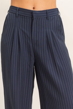 Pinstripe Wide-leg Trousers