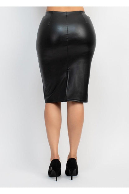 faux leather brushed midi skirt - tikolighting