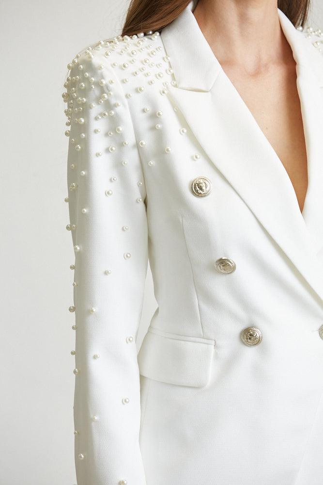 2pc set- Pearl embellished blazer & pants - tikolighting