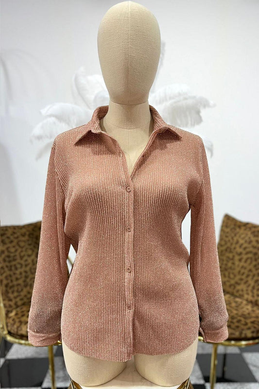 PLUS lurex ribbed button up top