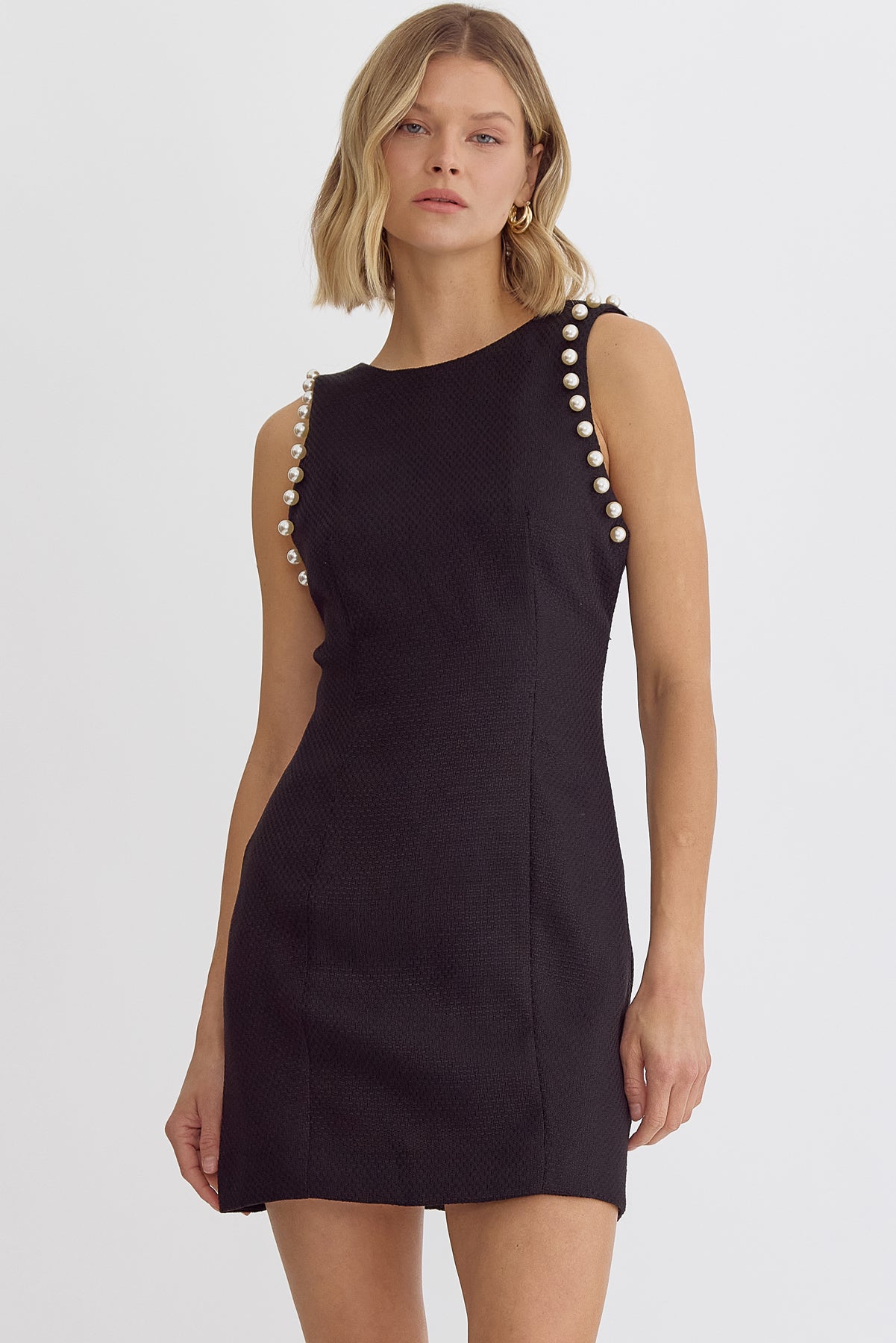 Pearl Trim Dress - Black M Pearl Trim Dress - Black M