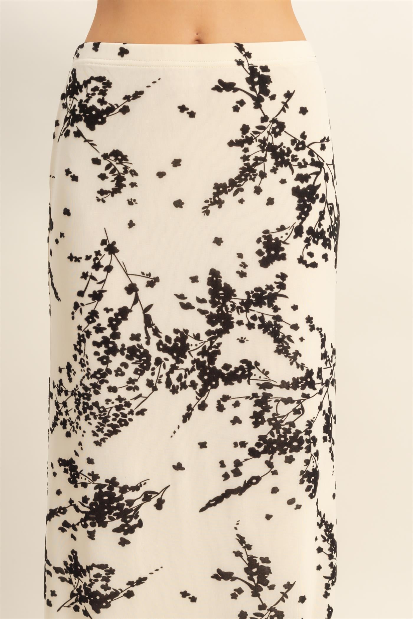 floral burnout velvet maxi skirt